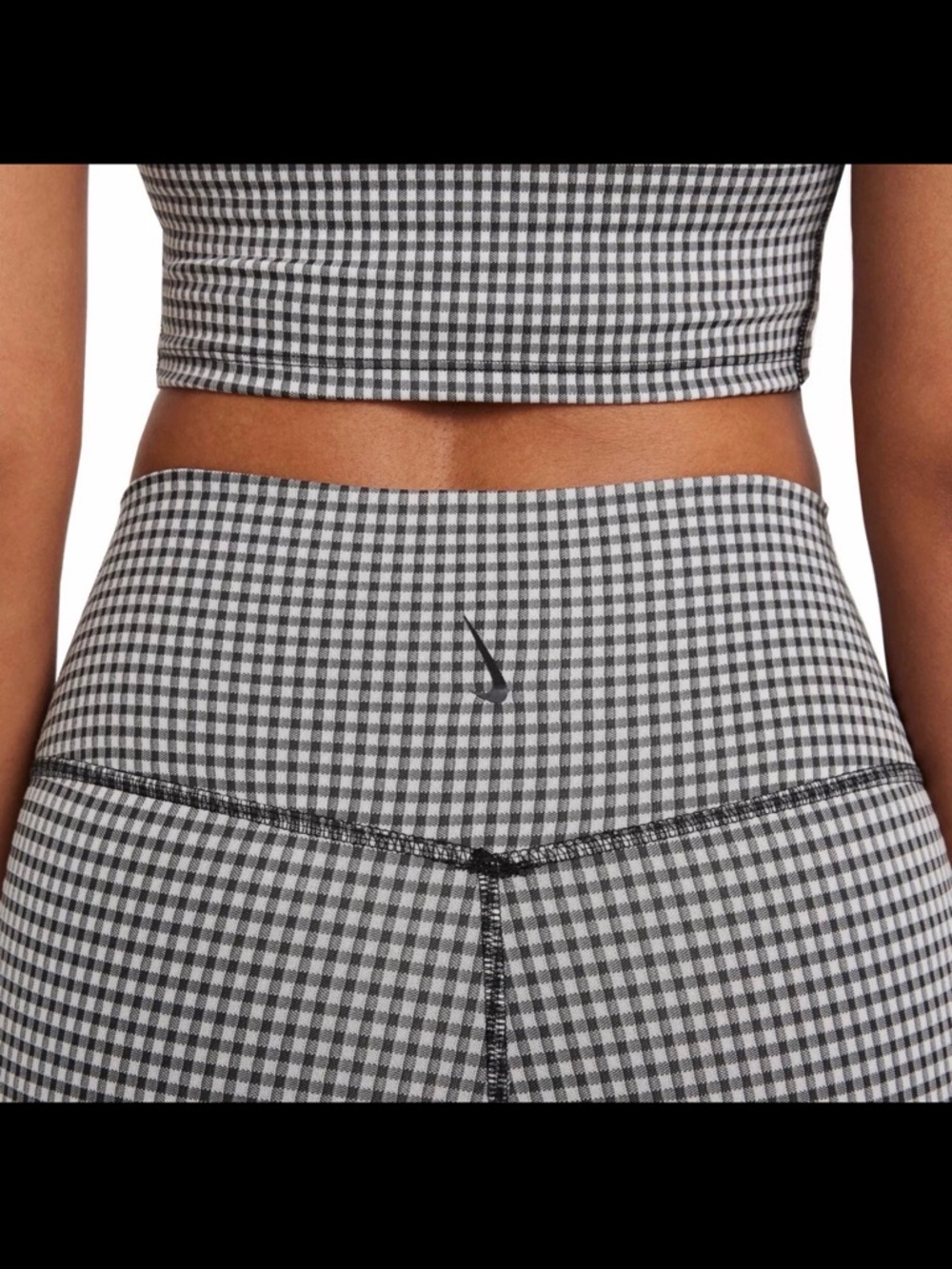 Nike Black and White Gingham Cropped Leggings